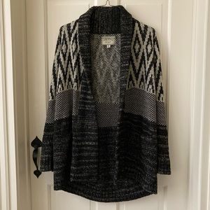 Lucky Brand Cozy Cardigan - Medium - Black & White Mixed Print